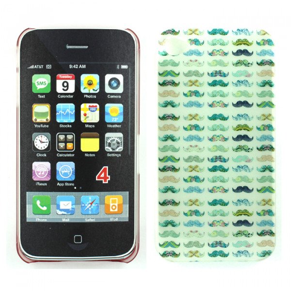 Wholesale iPhone 4 4S Full Mustache Design Case (Transparent)